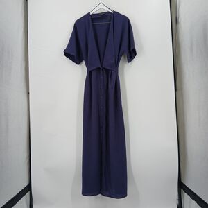 Saks Fifth Avenue Sun Dress Womens XL Navy Linen Blend Nautical Lagenlook